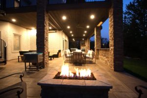 outside fire pit on paver patio