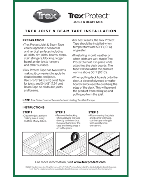 Deck Joists & Beam Tape for Waterproofing | Trex Protect